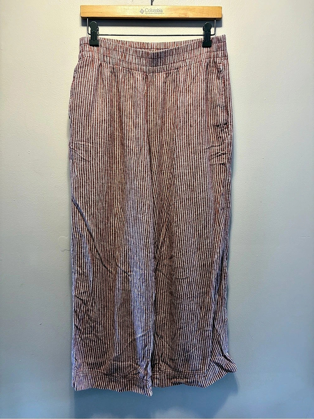 Old Navy High-Waisted Linen-Blend Wide-Leg Pants Red & White
